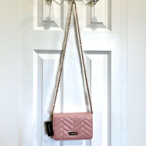 BEBE - NWT - "Sophia" Small Crossbody/Clutch in "Blush"/Quilted Vegan Leather - Picture 16 of 16